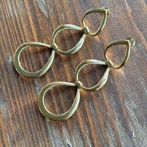 Coach Gold Tone Circle Drop Earrings